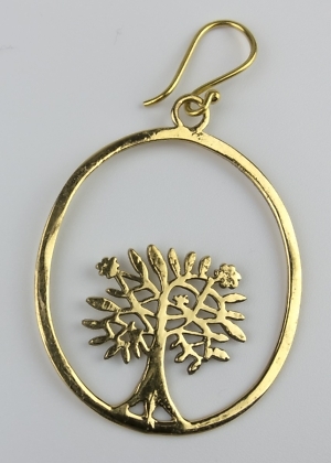 Ohrring Baum Oval Messing Indien Fairtrade