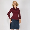 T-Shirt mit Wasserfallkragen und langen Ärmeln bordeaux