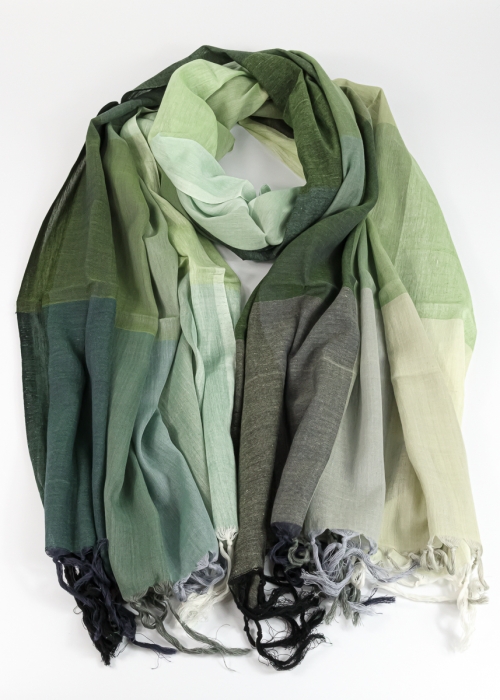 Handgewebtes Tuch mit grünen Streifen von Green Size mit Farbverlauf